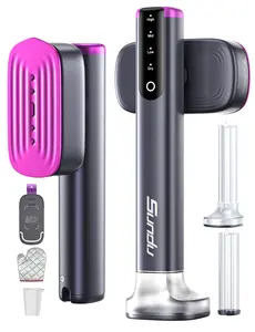 SUNDU 2-in-1 Handheld Travel Steamer in Premium Iron Grey and Gold 180ml Water Tank with 15s Fast Heat-up and Touch Control LED Display 24g/min Strong Steam for Professional Garment Care at Home and Travel
