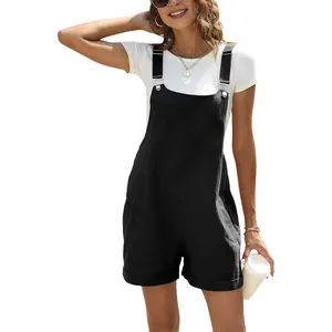 Womens Cotton Linen Short Overalls Casual Summer Bib Shortalls Rompers with PocketsGift