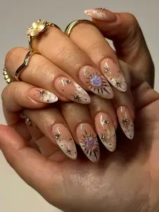 Iridescent Heart Press On Nails/Handmade Gel Nails In Medium Almond/Glue On Nails/False Nails/Birthday Holiday Autumn Nails/Gift for Her