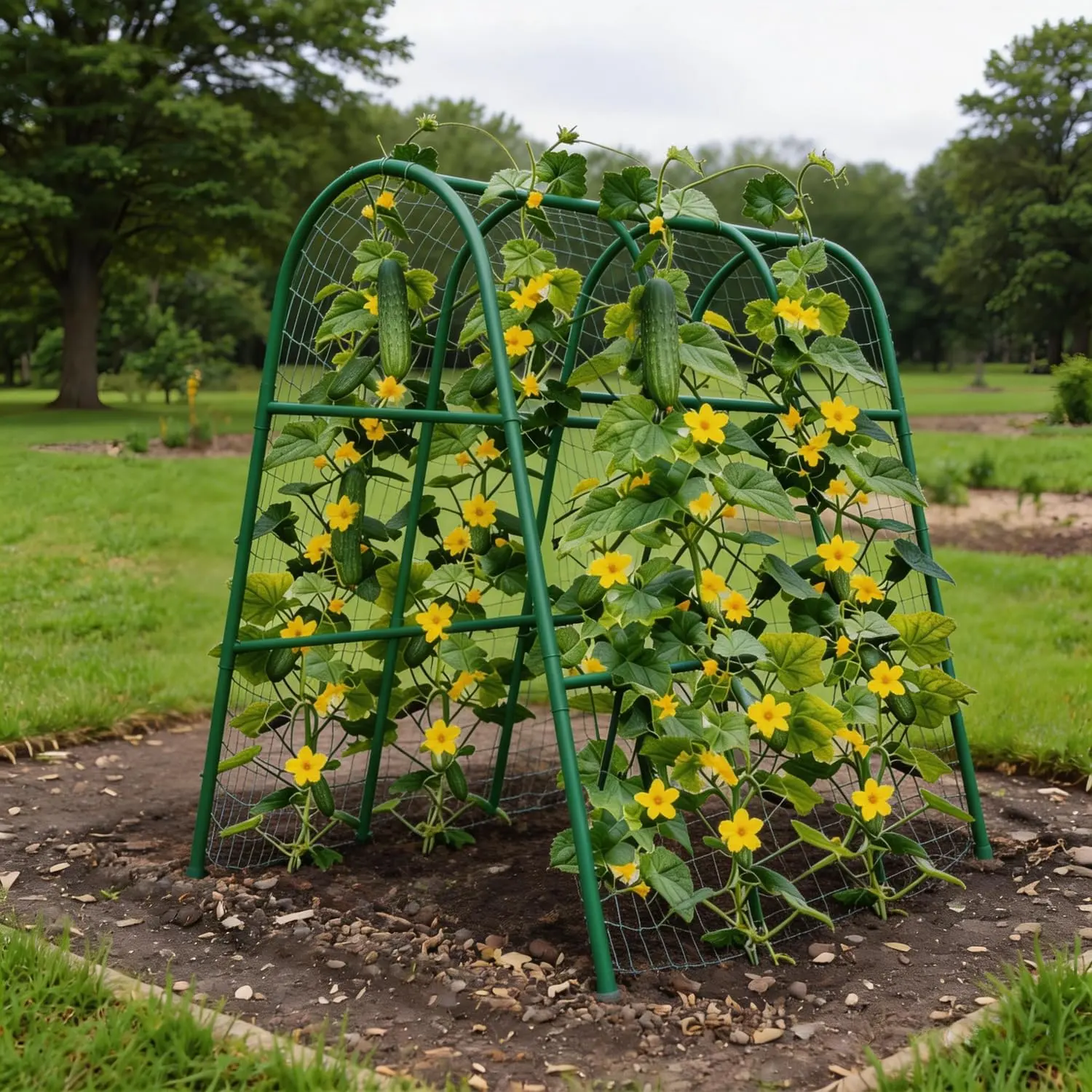 Garvee Upgraded Heavy-Duty Rust-Resistant Metal Garden Arch Trellis for Large Climbing Vegetables – Outdoor Plant Support for Cucumbers & Melons – Easy Assembly – Size 120*160