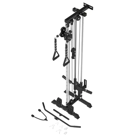 Wall Mount Cable Station, Cable Crossover Machine with 18 Positions Dual Pulley System for Home Gym Fitness Equipment Adjustable Bench Adjustable Bench Lat Pulldown Bar Lat Pulldown Bar