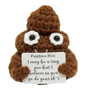 Cute Crochet Positive Card Desktop Decorations, Funny Gag Gifts for Friend Birthday Housewarming Women Teacher, Soft Stuffed Figure