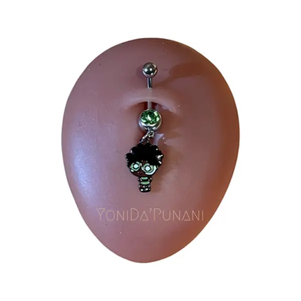 Multi Colors Dangling Ebony Puff Girls Belly Button Body Piercing
