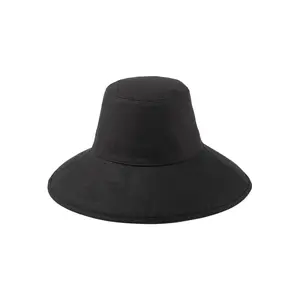 Lack of Color Holiday Bucket – Wide Brim Cotton Black Canvas Bucket Hat for Women, Hand-Finished with Secure Neck Tie, UPF 50+