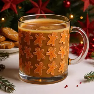 Gingerbread Men Glass Mug, 10oz