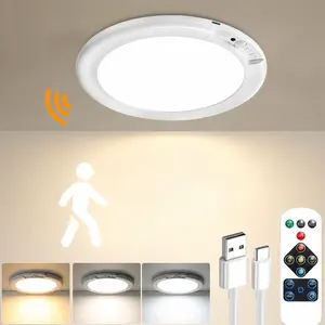 Wowatt Wireless Rechargeable LED Ceiling Light – 3 Color Modes, Dimmable, Motion Sensor, Timer, Remote, 7.09" – Perfect for Closet, Hallway, Shower, Kitchen, bedroom