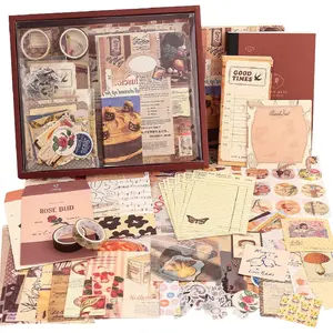 348 Pcs Scrapbooking Supplies Kit, Vintage Aesthetic Scrapbook Kit for Bullet Junk Journal, Stationery, A6 Grid Notebook, DIY Journaling Supplies, Birthday Craft Gift for Teen Girl Kid Women