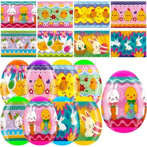 35 count Easter Egg Wrapper Luminous Film Shrink Wraps for 2.4in Easter Egg Arounds Cute Chicken Bunny Sleeves Decorations