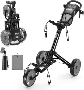 Tivor Lightweight Golf Push cart 3 Wheel,Foldable Golf Trolley for Adults and Junior with Ergonomic Adjustable Handle, Scorecard Holder, Umbrella Mount, Foot Brake, All-Terrain Wheels