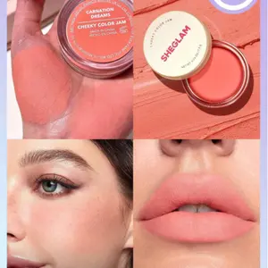 SHEGLAM Cheeky Color Jam-Carnation Dreams 6 Shades Multi-Use Cream Blush Lip Cream Matte Highly Pigmented Natural Blush Powder Face Makeup - Cosmetic