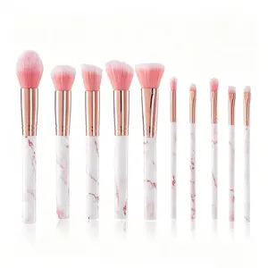 Marble Texture Makeup Brush Set, 10-Piece Professional & Beginner Friendly, Soft Bristles, Ideal for Daily Use, Travel, Gifting