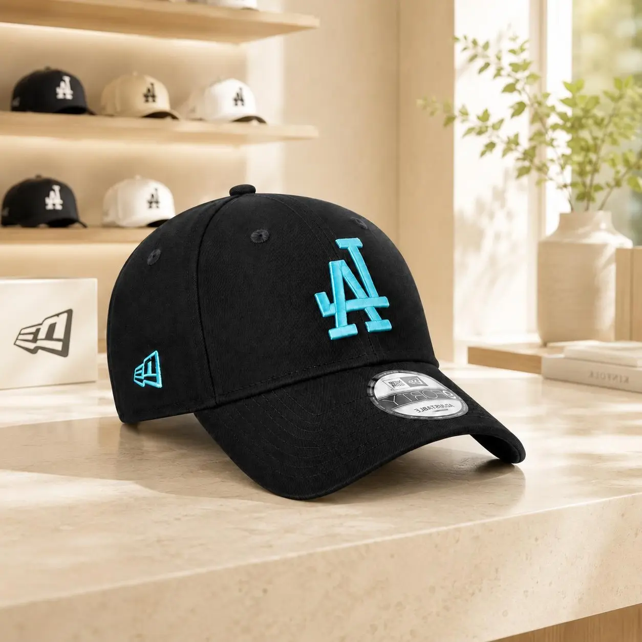 New Era Trendy Corduroy Sports Hat with Detailed L-A Monogram Embroidery, Curved Visor Adjustable Baseball Cap for Active US Adults