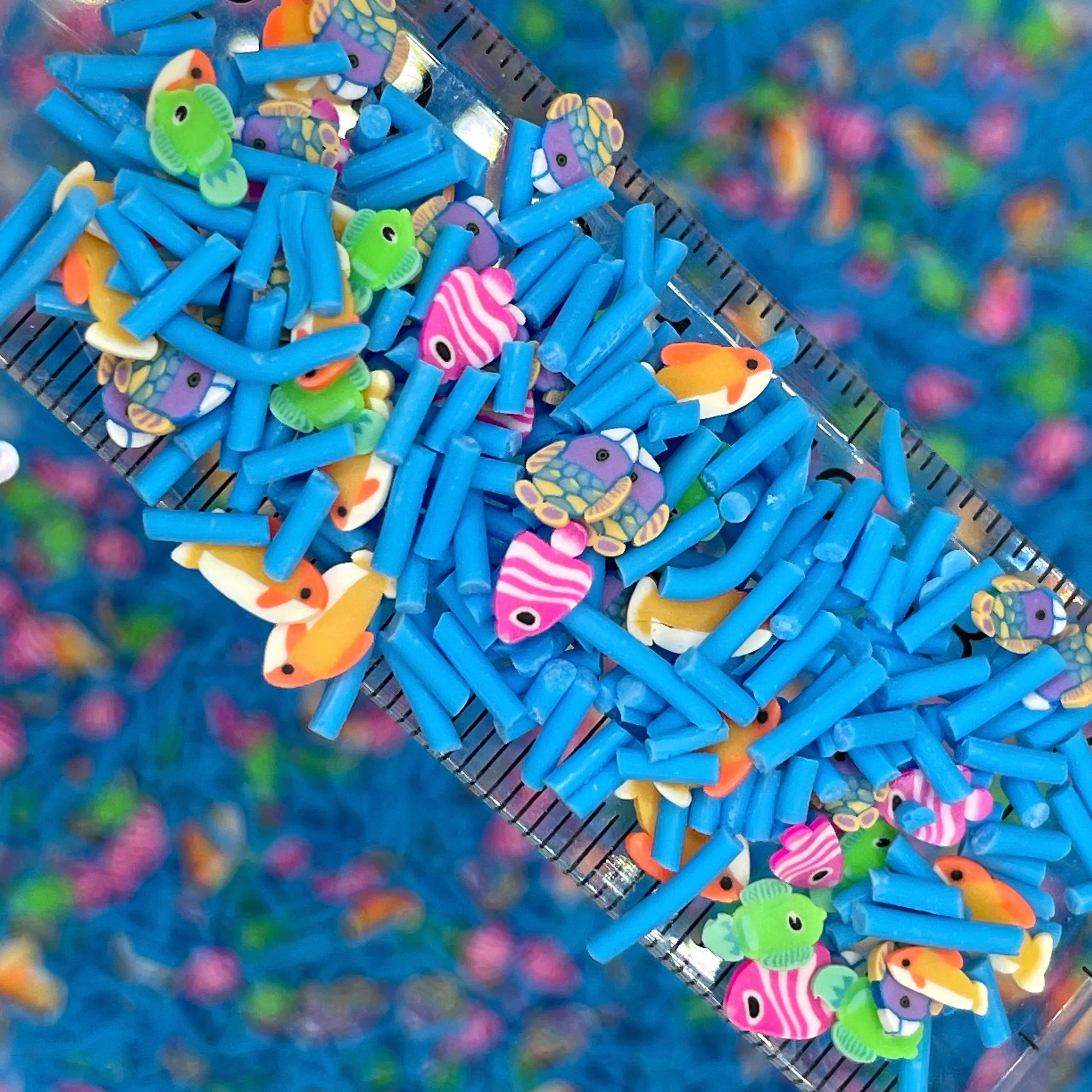 Pink and Green Fish, Animal Polymer Clay Sprinkle Mix (NOT EDIBLE) D9-14
