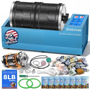 Dual-Barrel Rock Tumbler Kit – 8LB Extra Large Capacity (4LB × 2), Brushless Motor & Heavy Metal Base, 3 Speeds & 9-Day Timer, Rock Polisher for Adults & Collectors, Full Accessories Included