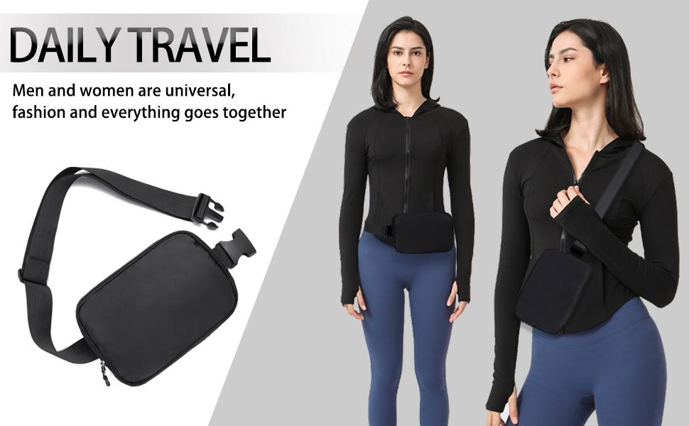 Belt bag Fanny pack crossbody bags for women Everywhere belt bag (black)
