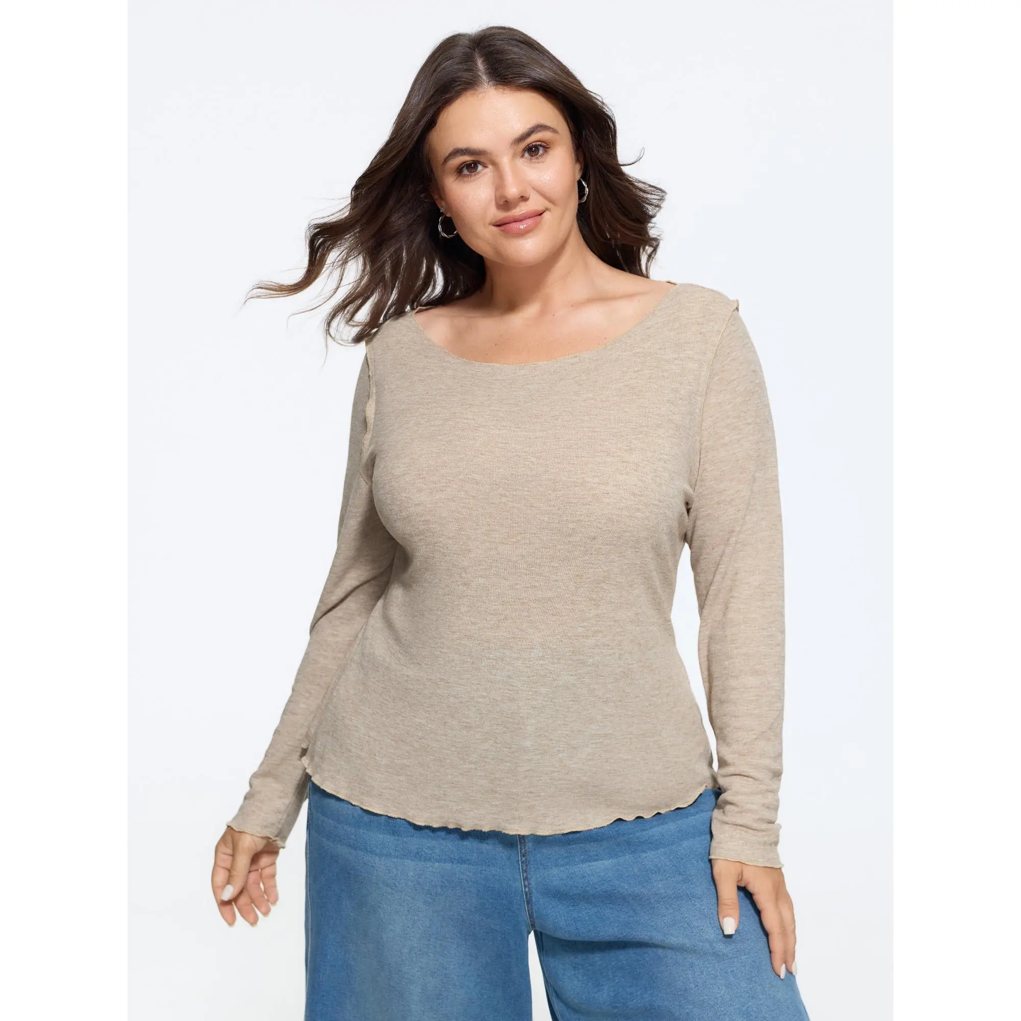 BLOOMCHIC Plus Size Stretchy Scoop Neck Lettuce Edge Basic Top[M-6X] 2026 Summerfinds