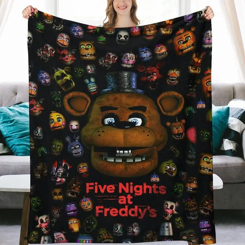FNAF Soft and Fluffy Plush Cotton Throw Blanket, 60x50 inches, Machine Washable, Cozy Warm for Bed, Sofa, Camping, Christmas Gift Option