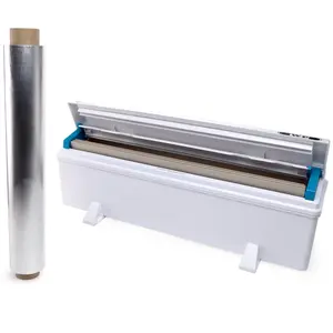 IDL Packaging WP-180DA 18" FoilMaster Dispenser with 18" x 500' Aluminum Foil Roll - NEW Press-Cutter with Sharp Serrated Blade - 10X Longer Service Life with Durable Plastic Body
