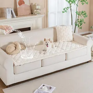 100% Waterproof Fuzzy Couch Cover for Dogs Washable Non-Slip Couch Protector Pet Friendly Dog Mat for Couches and Sofas - 27.6''X70.9'' 70cmX180cm White