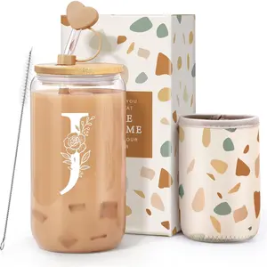 for, Monogrammed Gifts for, 16 oz Cups With Lids and, Customized Mug, Christmas Gifts for Her Mom Friend Woman, J