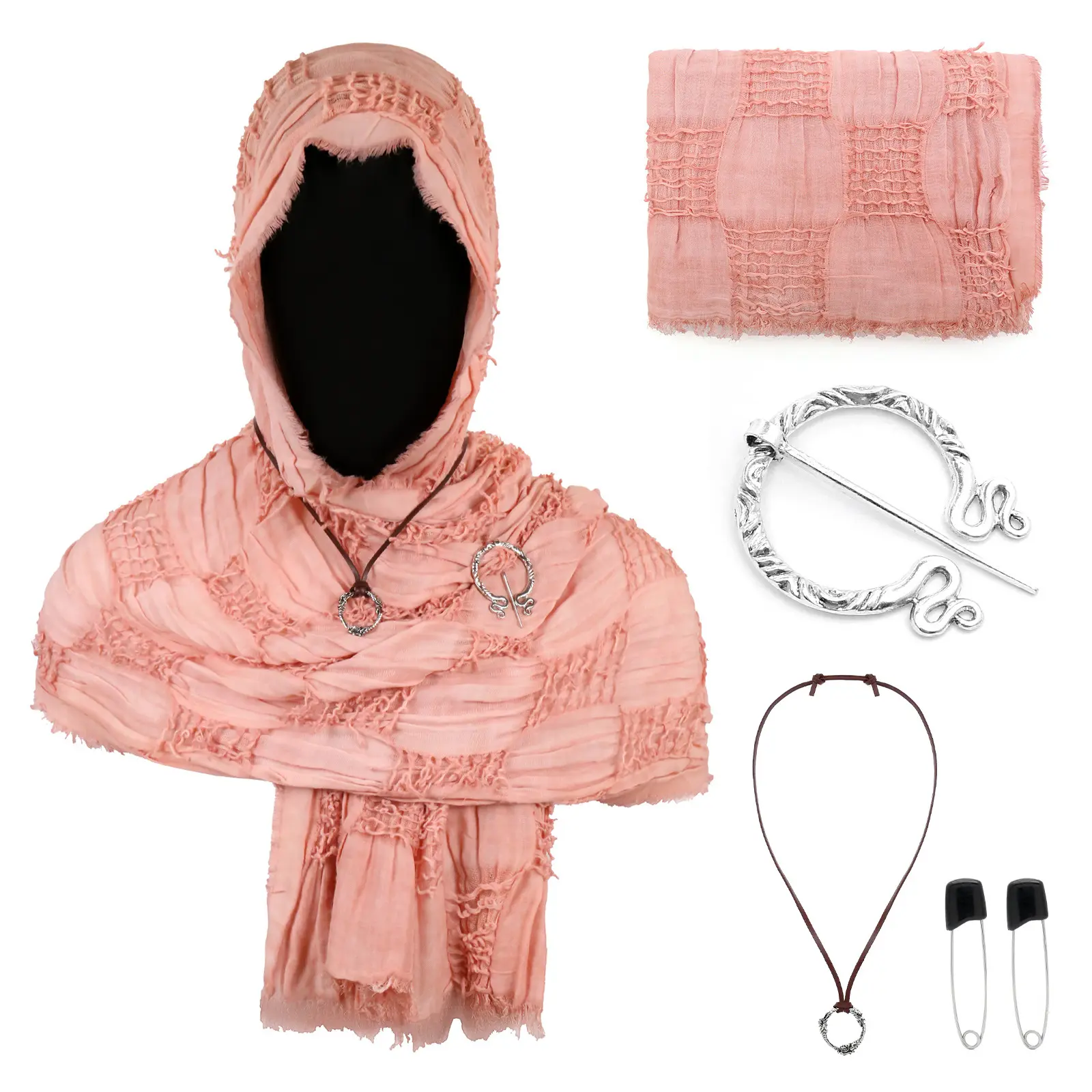 CST153PK Pink Battle Damage Scarf (190cm