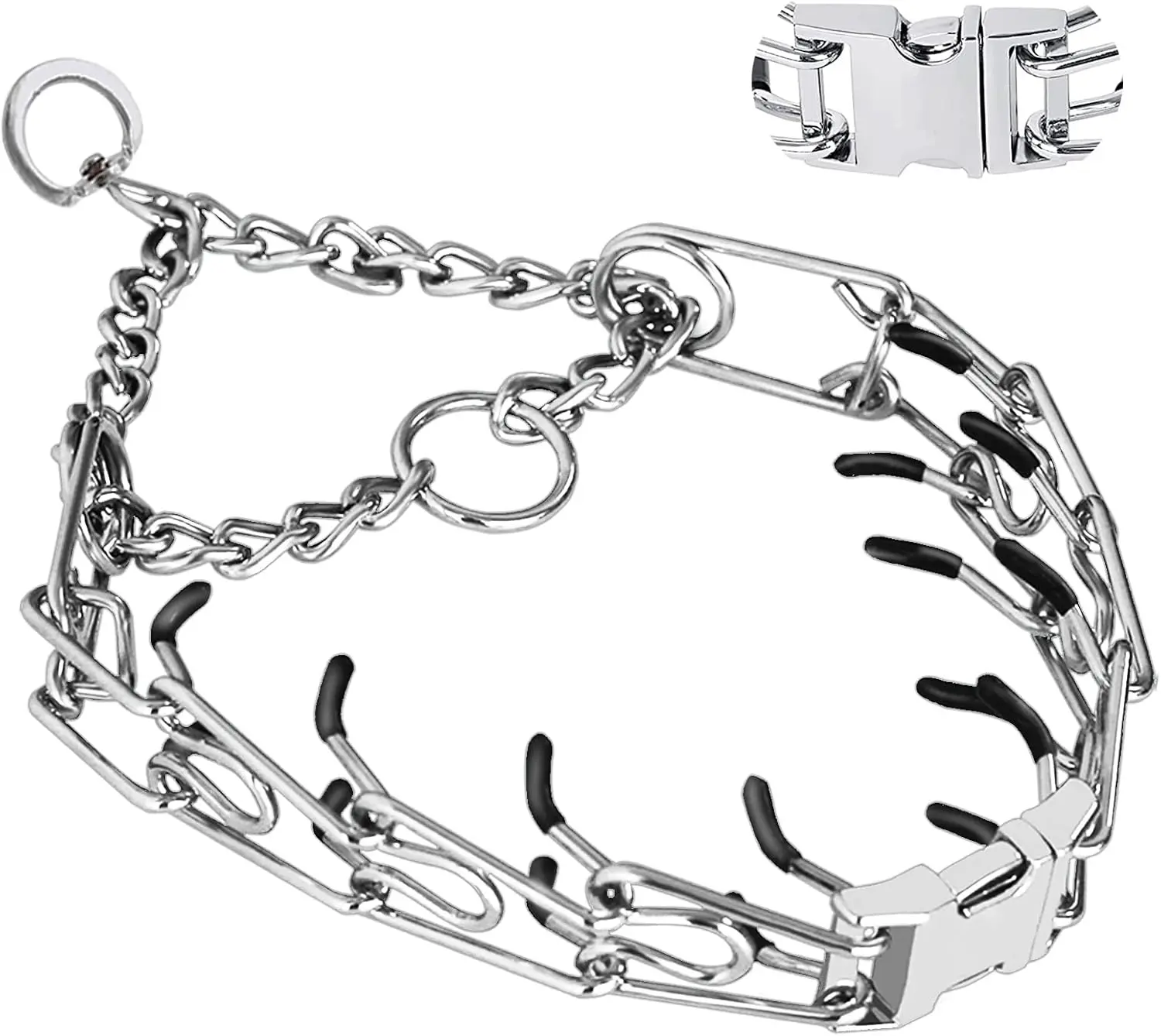 No-Pull Dog Pinch Collar with Quick-Release Buckle - Adjustable Size, 2 Extra Links Included - for Small to Medium-Large Dogs