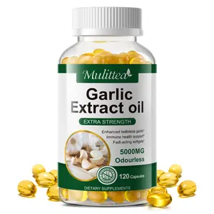 Mulittea Organic Garlic Capsules 5000mg,Immune Support, Healthy Cholesterols and Heart, Cardiovascular,120 pcs