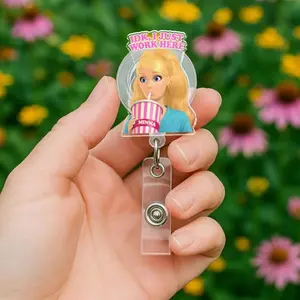 Funny Nurse Badge Reel, I Don't Know I Just Work Here, Nursing Student Humor ID Holder, Doll Meme Nurse, Healthcare Worker Gift