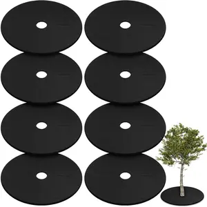 8 Pcs 32.2 Inch Non Woven Tree Mulch Ring Thickened Tree Protector Mat Reusable Tree Weed Mat Round Fabric Tree Root Barrier Weed Barrier Mats for Landscape Weed Control Root Protection (Black)