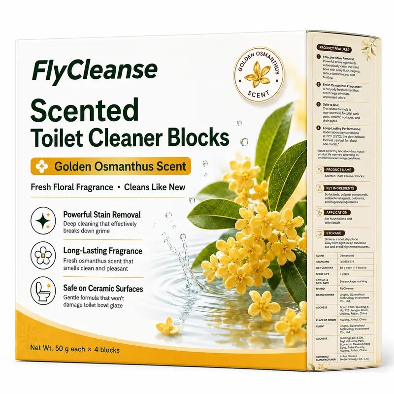FlyCleanse Toilet Fragrance Cleaning Block—Powerful Stain Removal—Eliminates Odors and Leaves a Long-Lasting Scent