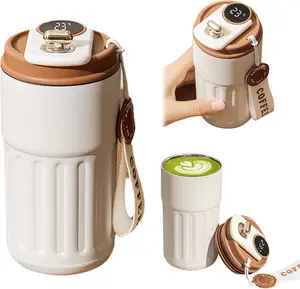 316 Stainless Steel Travel Mug with LED Temperature Display 420ml Portable Insulated Tumbler for Hot Cold Beverages Camping School Travel