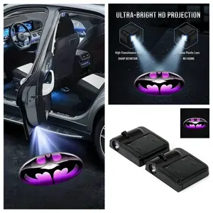 2PCS Batman Logo Car Welcome Projector Light, No-Damage Installation Ambient Lamp, Universal Fit for Most Vehicles, Car Exterior Upgrade Accessory