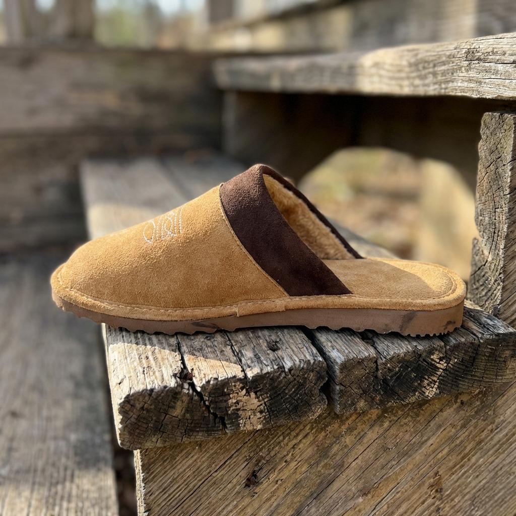 Western Boot Stitch Suede Slippers – All Season Square Toe Cozy House Shoes for Men & Women, Indoor Outdoor