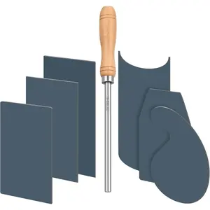 Card Scraper Burnisher and 6 count Cabinet Scraper Set for Woodworking Card Woodworking Burnishing Tool Include 3 Rectangle 1 Gooseneck and Curved 1 Beveled Hand(Blue)