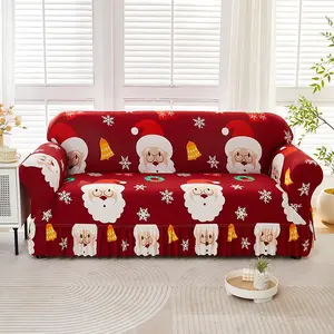 Luxury Christmas Print Sofa Couch Covers, Elastic Full Wrap Slipcover, Anti-Scratch Dustproof, Easy Wash, Fits 1-4 Seater Sofas