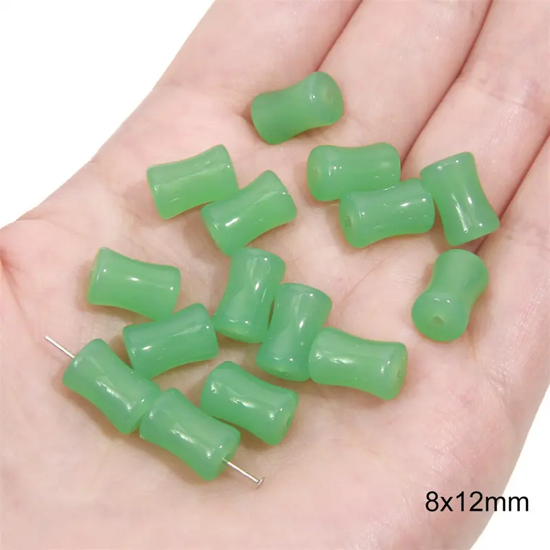 Jelly bamboo beads 8x12mm, green