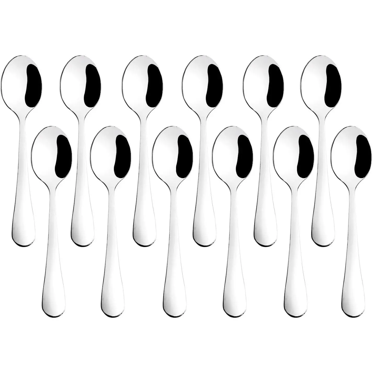 12-Piece Thick Stainless Steel Mini Demitasse Espresso Spoons Set, 4-in Ergonomic Tableware (0.9-Inch Width) for Coffee, Tea, Child-Friendly Birthday Gift