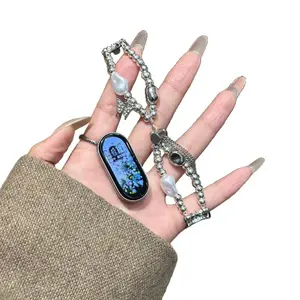 Suitable for Redmi Watch 5/4, elastic pearl chain, adjustable Xiaomi 8/9 Pro bracelet, high-end watch strap for women