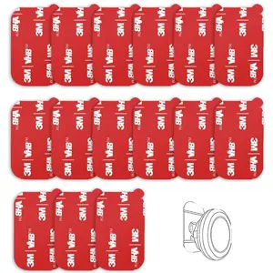 15 Pack Very High Bond Rectangle 3M Sticky Adhesive Replacement Kit, for Magnetic Car Dashboard Phone Mount Base Sticker Parts Double Side 3M VHB Tape Adhesive Pads (Red)