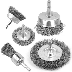 Wire Brush for Drill, Wire Wheel Brush Cup Set, Drill Wire Brush for Drill 1/4 Inch Arbor for Cleaning Rust, Stripping and Drill Attachment(Hexagonal)