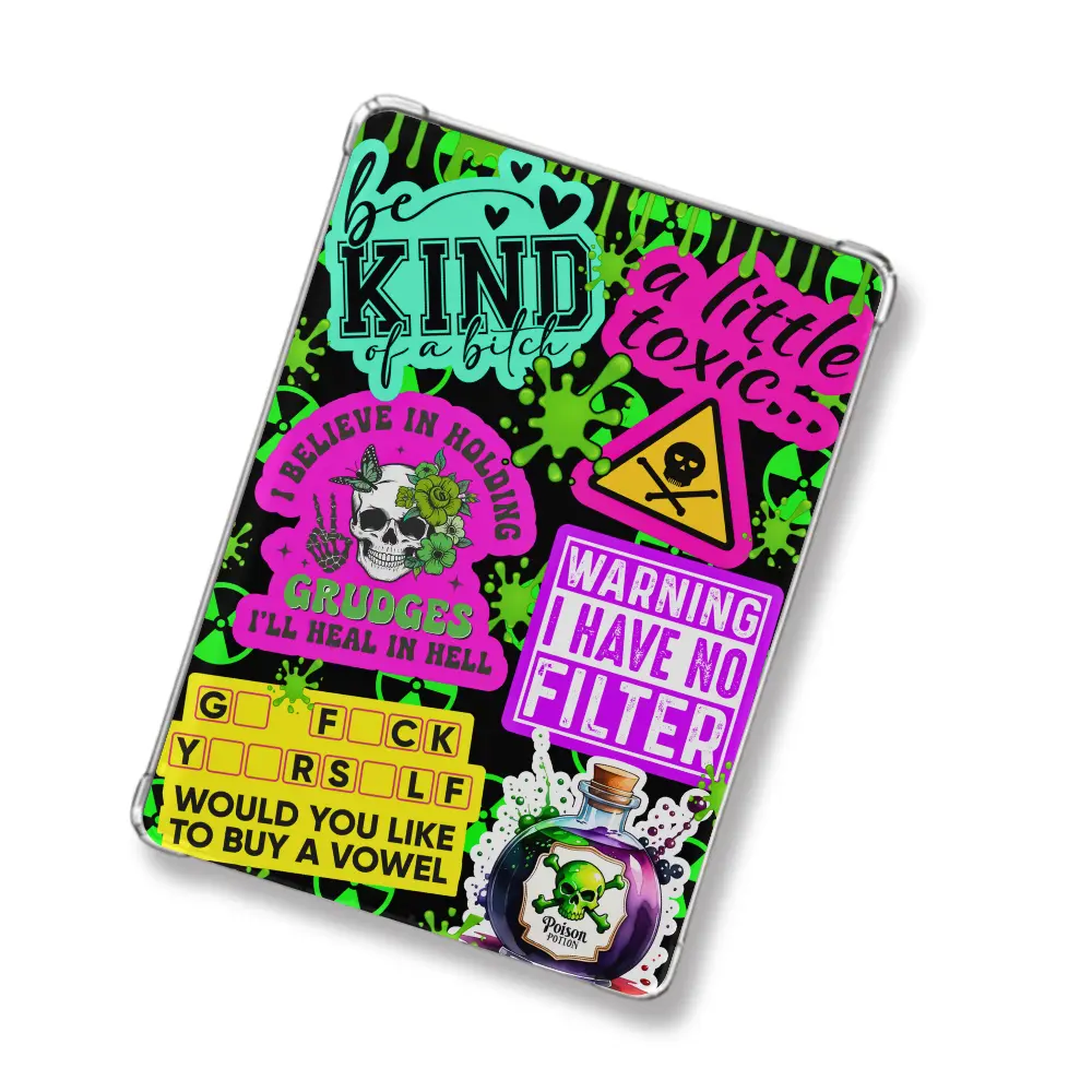 Just a Little Toxic Sticker Look Kindle Insert for Clear Case | Bookish Accessories
