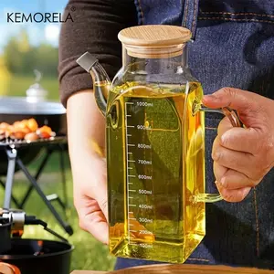 Glass Olive Oil Dispenser Bottle Set, 750ML & 1000ML Transparent Design, Durable Food Grade Cooking Tool for Salad, Frying, BBQ, Cooking Oil Container