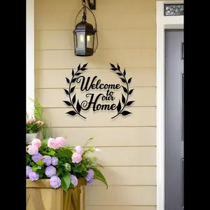 Elegant Welcome Sign Plaque, Hanging Plaque, Home Decor Metal Wall Art, Easy Installation, Ideal for Living Room, Bedroom, Office, Birthday Gift