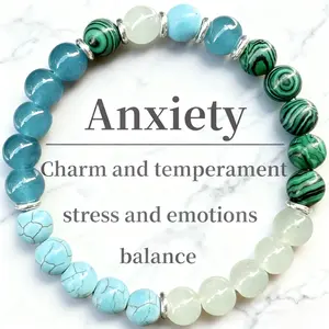 Inspirational Gifts Healing Crystal Bracelets for Women 8mm  Adjustable Natural Stone Beaded Stretch Bracelet Anxiety Relief Christmas Jewelry Gifts