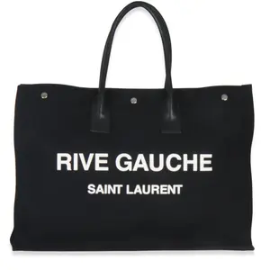 Pre-owned Yves Saint Laurent Linen Tote Bags Black Calfskin Rive Gauche Tote CNL26020146