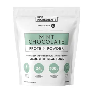 Just Ingredients Mint Chocolate Protein Powder – 30 Serving Bag – Grass-Fed Whey & Plant Protein Blend with Real Cocoa & Peppermint –Sweetened, Non-GMO, Gluten-Free, No Artificial Flavors