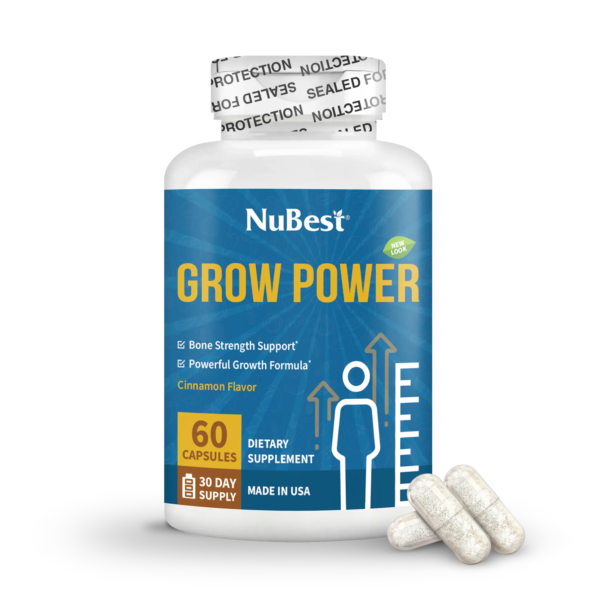 NuBest Grow Power | Daily Growth Supplement with Calcium, Vitamin D3, DHA & GABA,  Development Support for Teens