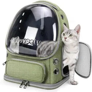 Breathable Cat Backpack Carrier, Large Space Bubble Pet Backpack for Kitty Small Dog up to 15lbs, Transparent & Foldable Pet Carrier for Travel Hiking