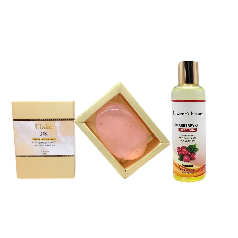 Eliszene's Beauty Bearberry Oil & 24K Gold Soap Combo| Brightening, Nourishing & Radiant Glow Skincare Set