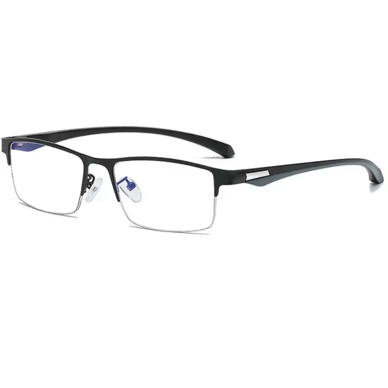 Unisex Progressive Multifocal Reading Glasses, Lightweight Semi-Rimless Stainless Steel Frame, Photochromic Blue Light Blocking Resin Lenses, 1.0–4.0 Diopters Multiple Strengths, Smooth Vision Correction, Pads, Indoor/Outdoor Sports Eyewear, High Quality,